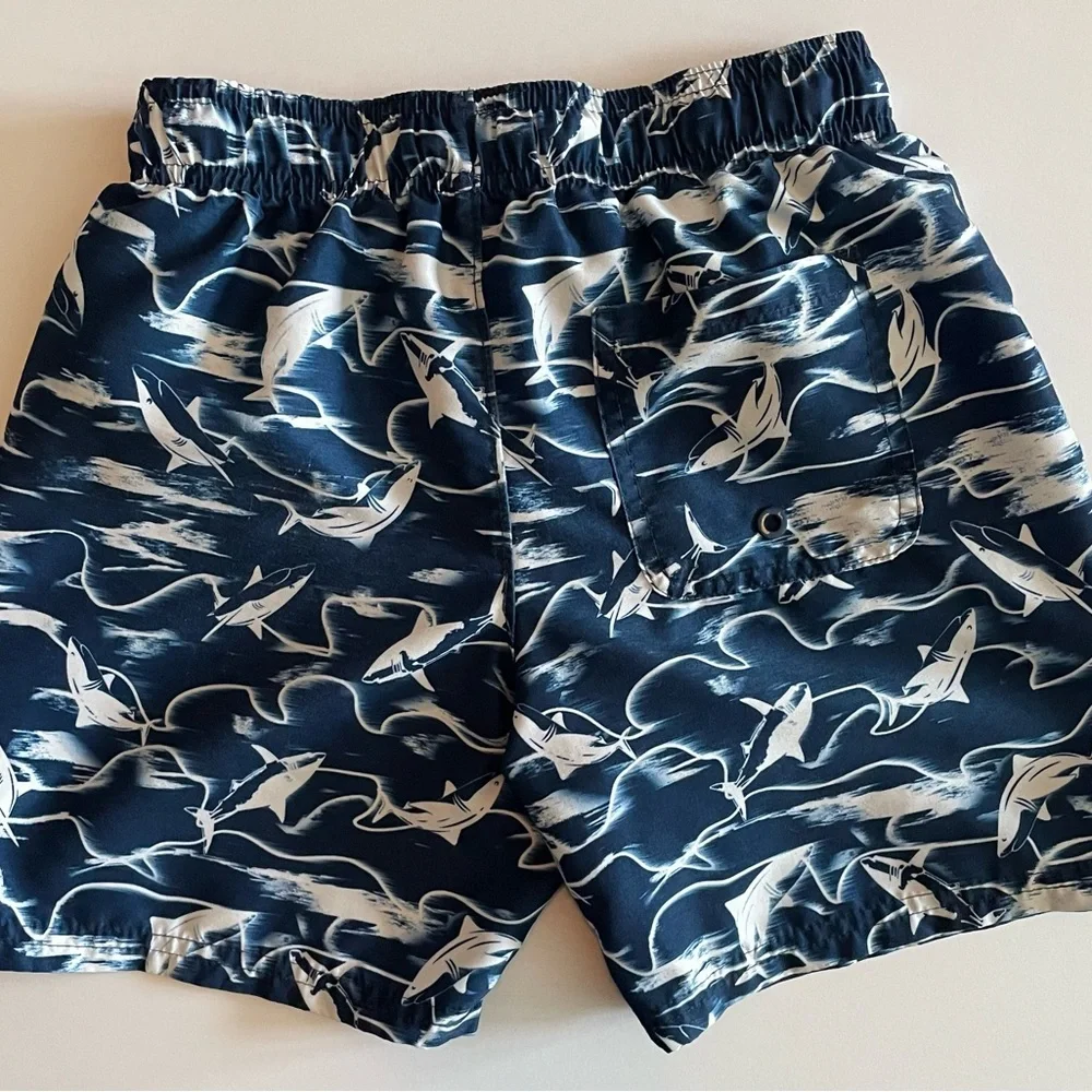 Wonder Nation Boys Shark Print Swim Shorts Size 8 M EUC